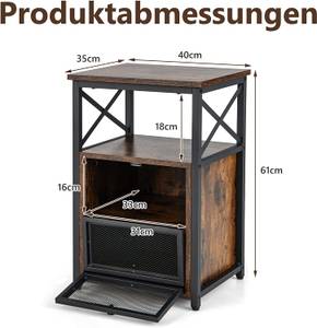 4 Ebenen Nachttisch Industrie Design Braun - Holzwerkstoff - 35 x 61 x 40 cm