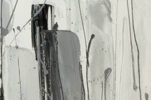 Tableau peint à la main Cendres fluides Noir - Gris - Blanc - Bois massif - Textile - 150 x 50 x 4 cm