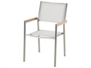 Set de salle à manger GROSSETO Crème - Gris - Argenté - Blanc - 180 x 87 x 90 cm - Lot de 6 - Pierre - Poli - Non revêtu - Nombre de pièces dans le lot : 7