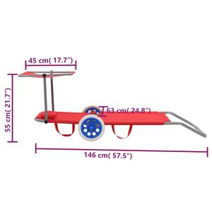 Sonnenliege 296520 Rot - Metall - 63 x 55 x 146 cm