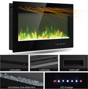 Elektrokamin Wandkamin mit Touchscreen Schwarz - Glas - 14 x 55 x 92 cm