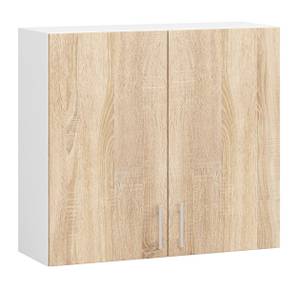 Meuble de Cuisine haut LIMA 80 2T Marron - Blanc - Bois manufacturé - 80 x 72 x 31 cm