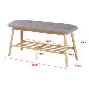 Schuhbank Römnitz Grau - Bambus - 90 x 45 x 30 cm