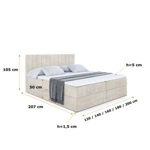 Boxspringbett EDITA Beige - Breite: 120 cm - H4