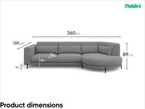 Ecksofa Bobby L-Form Links Grau - Ecke davorstehend links - Longchair davorstehend links