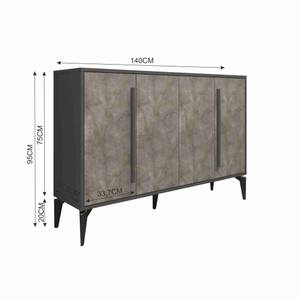 Sideboard Majör Betonoptik 4 Türig Beige - Grau - Holzwerkstoff - 140 x 95 x 35 cm