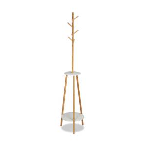 Portemanteau étagère en bambou Marron - Blanc - Bambou - Bois manufacturé - 37 x 181 x 37 cm
