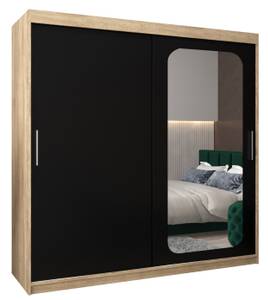 SCHWEBETÜRENSCHRANK PROMO T2 Schwarz - Eiche Sonoma Dekor - Breite: 200 cm - 2 Türen