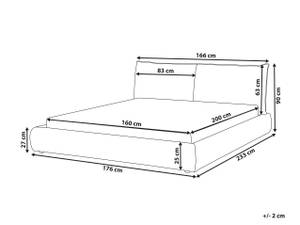 Lit double VINAY Beige - Crème - Largeur : 176 cm