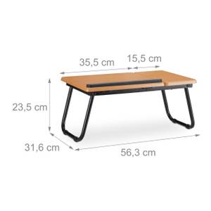 Table d'Ordinateur Portable Inclinable Noir - Marron - Bois manufacturé - Métal - 57 x 24 x 32 cm
