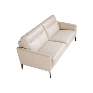 3-Sitzer-Sofa aus grauem Leder und Stahl Grau - Echtleder - Textil - 192 x 87 x 88 cm