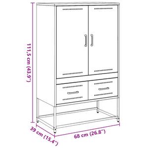 Highboard DE8520 Schwarz - Metall - 39 x 112 x 68 cm