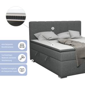 Boxspringbett Doppelbett Monaco Lavagrau - Breite: 140 cm