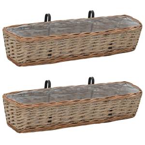 Jardinière de balcon 3002201 (lot de 2) Marron - Fibres naturelles - Matière plastique - Bois/Imitation - 20 x 15 x 80 cm