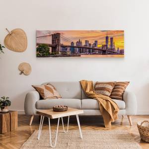 Image Panorama New York Architecture 3D Beige - Marron - Vert - Textile - 145 x 45 x 45 cm