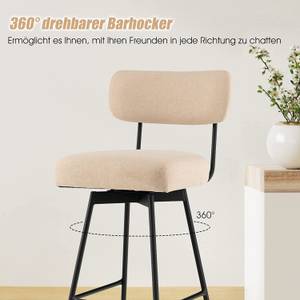 360° drehbar Barhocker 2er Set Beige - Metall - 45 x 91 x 47 cm