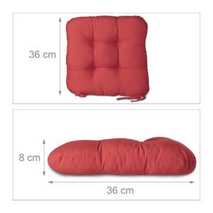 Coussin de chaise lot de 4 lavable Rouge - Textile - 36 x 8 x 36 cm