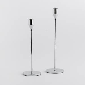 Kerzenhalter Teo Silber - Metall - 8 x 28 x 8 cm
