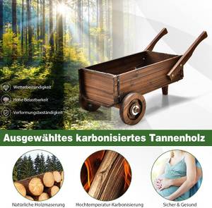 Blumenwagen Holz, Pflanzwagen Braun - Massivholz - 40 x 39 x 81 cm