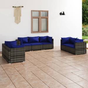 Salon de jardin (lot de 7) 3013635-15 Bleu - Bleu foncé - Gris