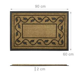 Paillasson fibres de coco rectangle Noir - Marron - Fibres naturelles - Matière plastique - 90 x 2 x 60 cm
