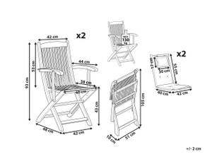 Gartenstuhl MAUI 2-tlg Braun - Weiß - Massivholz - 42 x 93 x 48 cm