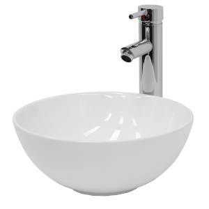 Vasque ronde Ø 320x135 mm blanc Céramique - Métal