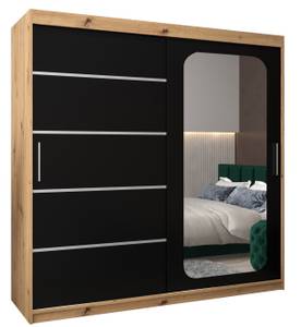 Armoire à portes coulissantes promo v2 Noir - Imitation chêne - Largeur : 200 cm - 2 porte