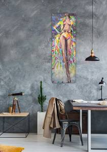 Acrylbild handgemalt Verführende Venus Braun - Massivholz - Textil - 40 x 120 x 4 cm