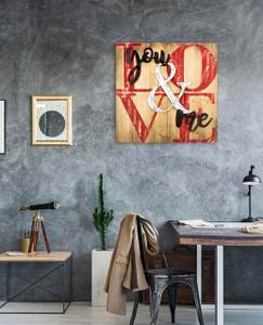 Tableau en bois Pure Love Marron - Rouge - Métal - En partie en bois massif - 60 x 60 x 5 cm