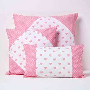 Patchwork-Kissenbezug mit Herzen Pink - 45 x 45 cm