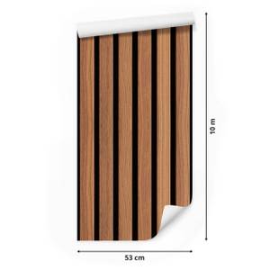 Papier Peint bois imitation planches Marron - Papier - 53 x 1000 x 1000 cm