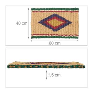 Fußmatte aus Jute 60x40 cm Beige - Grün - Rot - Naturfaser - 60 x 2 x 40 cm