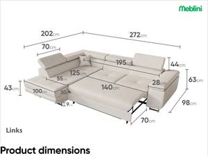 Ecksofa Carl L-Form Links Beige - Ecke davorstehend links - Longchair davorstehend links - Ottomane davorstehend links - Schlaffunktion davorstehend rechts