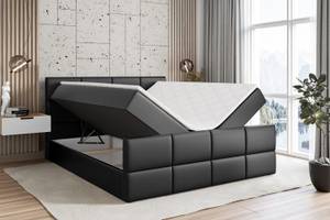 Boxspringbett ARDENI-Z Hochglanz Schwarz - Breite: 140 cm - H3