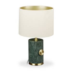 Lampe de table en marbre Beige - Doré - Vert - Métal - Pierre - Textile - 21 x 35 x 21 cm