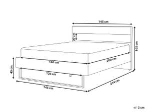 Lit double BELLOU Gris foncé - Gris - Argenté - Largeur : 145 cm