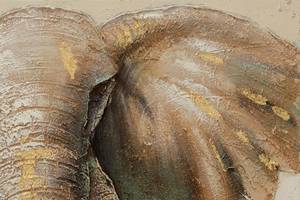 Acrylbild handgemalt Ruhiger Riese Beige - Massivholz - Textil - 90 x 60 x 4 cm