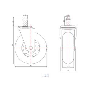 Stuhlrollen 5x ROLO SKATE ST 11mm/75mm Kunstleder - 4 x 10 x 8 cm