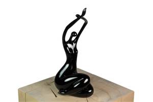 Skulptur Elegant posiert Schwarz - Kunststein - Kunststoff - 14 x 33 x 11 cm