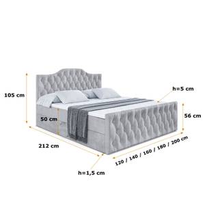 Boxspringbett VILA-1-Z Grau - Breite: 180 cm - H3