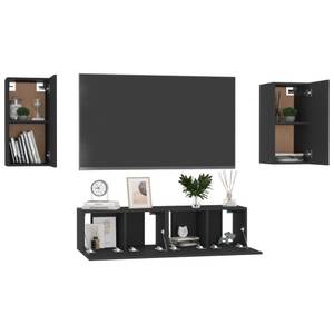 TV-Schrank 4er Set D774 Nussbaum Dunkel Dekor