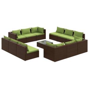 Garten-Lounge-Set (13-teilig) 3013631-4 Braun - Grün - Metall - Polyrattan - 60 x 30 x 60 cm