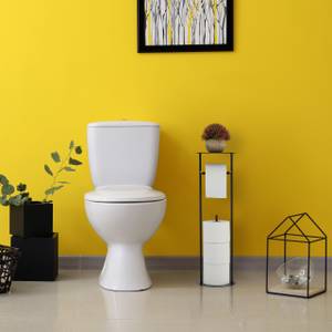 Toilettenpapierhalter mit Ablagefläche Schwarz - Metall - 18 x 60 x 18 cm