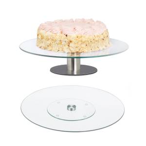 Lot de 2 plateaux tournants pour gâteaux Argenté - Verre - Métal - 30 x 7 x 30 cm