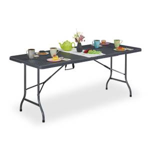 Gartentisch in grauer Rattan-Optik Grau - Metall - Kunststoff - 180 x 72 x 74 cm