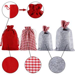 24er-Set Adventskalender Weihnachten Rot - Textil - 8 x 18 x 33 cm