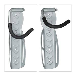 Fahrrad Wandhalterung 2er Set grau Schwarz - Grau - Metall - Kunststoff - 12 x 26 x 14 cm