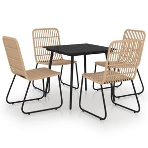 Garten-Essgruppe (5-teilig) 3012986-1 Schwarz - Kunststoff - Polyrattan - 80 x 74 x 80 cm