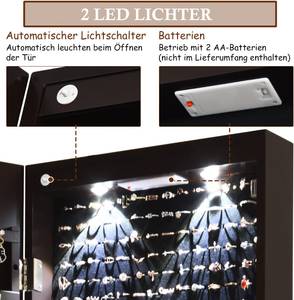 Schmuckschrank mit LED Beleuchtung Braun - Holzwerkstoff - 10 x 120 x 36 cm